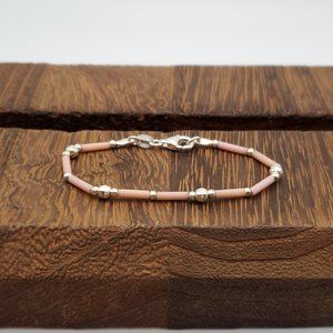 6 Inch 925 Sterling Silver Light Pink Shell Petite Bracelet